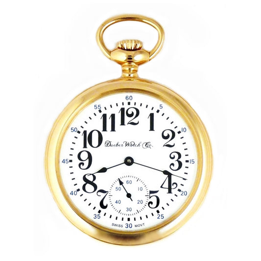 Dueber Model 7 Pocket Watch, Swiss Mechanical Movement, Large Arabic Numeral Dial
