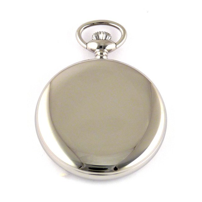 Dueber Model 5 pocket watch, Swiss mechanical movement, large arabic numeral dial, back view.